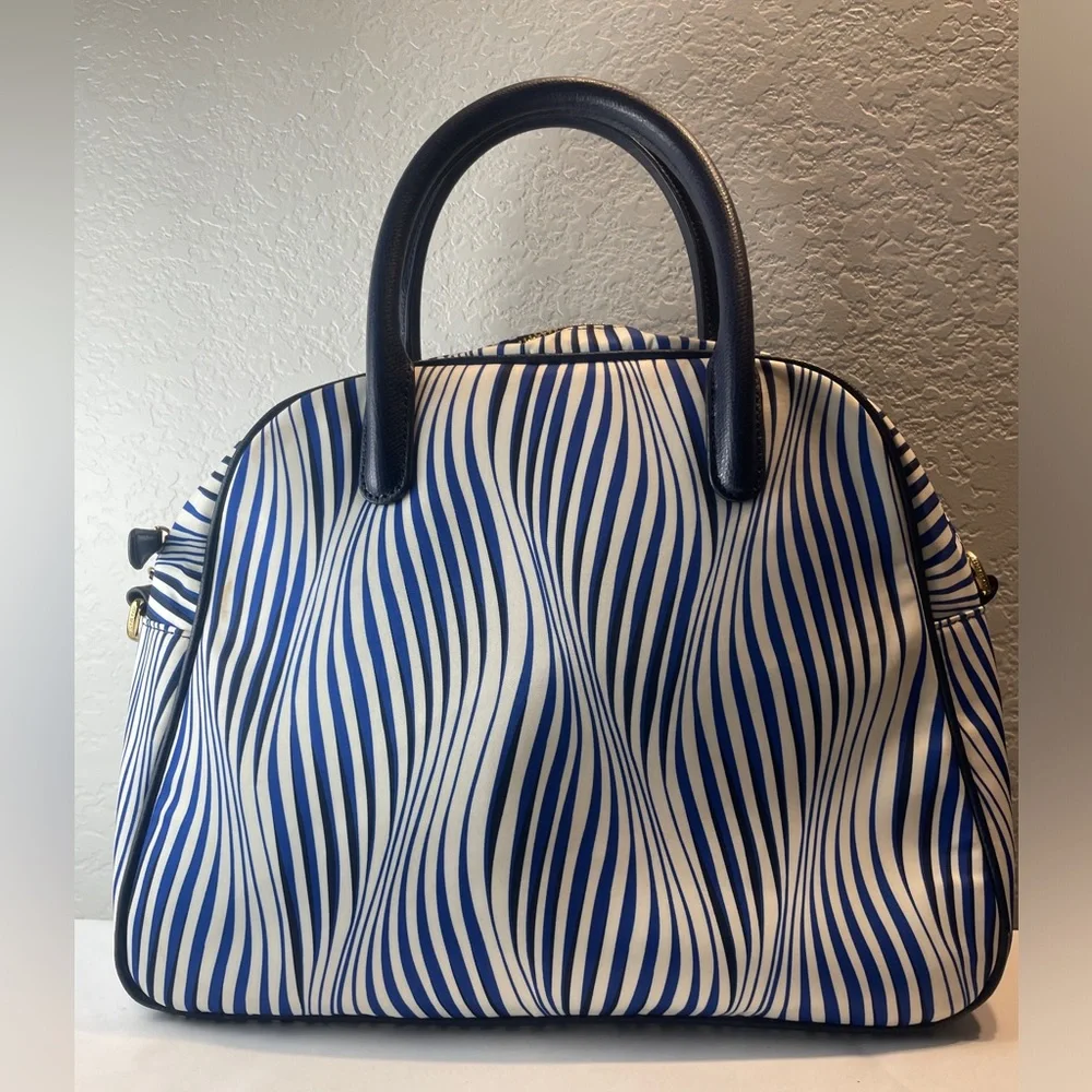 Vera Bradley Navy and White Wave Stripe Satchel - Picture 2 of 16